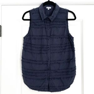 Splendid Sleeveless Navy Button Down - S